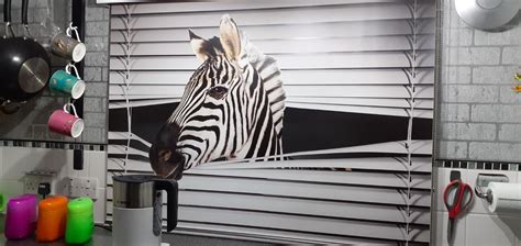 Peeking Zebra Roller Blind Photo Printed Picture Blinds Art Fever