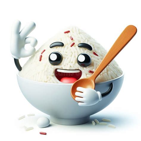 funny cartoon   dose  rice agriculture  healthy food stock
