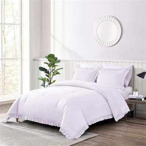 Shatex Shatex Ruffled Bed-in-A-Bag White Comforter King Bedding Set- 7 ...