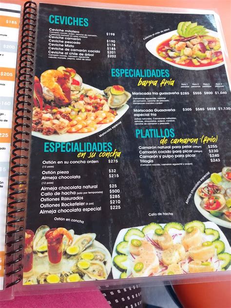 Carta Del Restaurante El Camar N Guasave O Ermita Ciudad Del M Xico