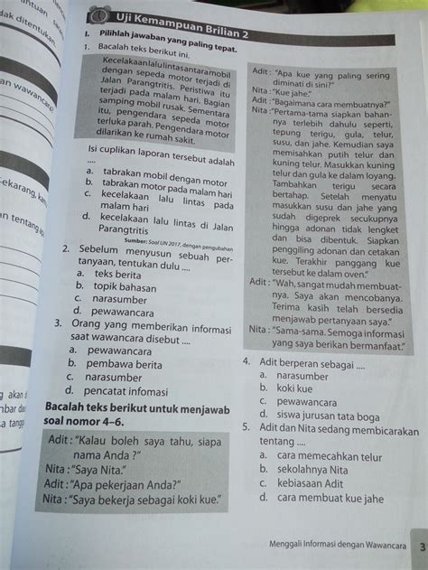 Soal Bahasa Indonesia Kelas 4 Dan Kunci Jawaban