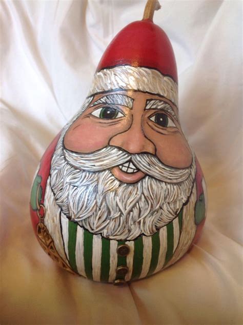 Handcrafted Santa Gourd With Lantern Is A Uniquely Painted Etsy