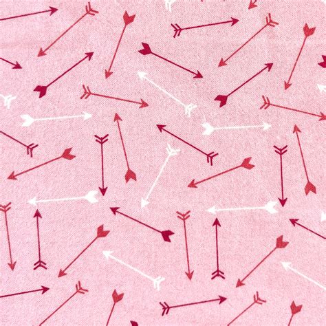 Cupids Arrows Flannel Fabric By The Yard 100 Cotton Pink Red White