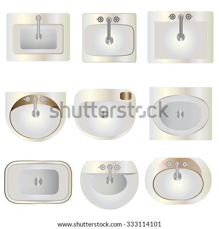 Bathroom, Wash Basin Set 9 Top View For Interior ,Vector Illustration ...