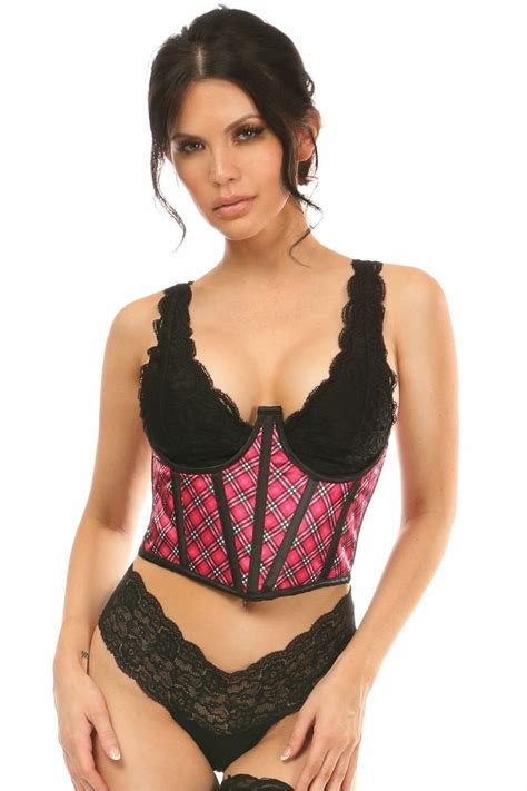 Lavish Pink Plaid Satin Open Cup Waist Cincher Waist Cinchers Daisy Corsets Pink S Sexyshoescom