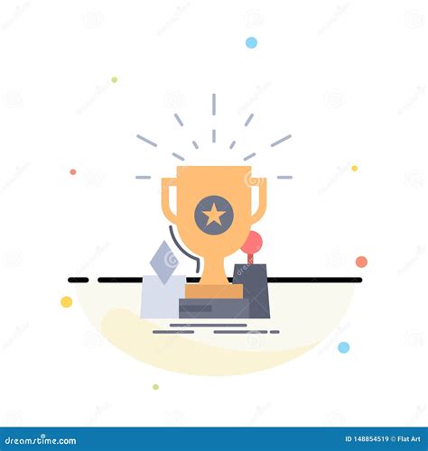 Achievement Award Cup Prize Trophy Flat Color Icon Vector Stock