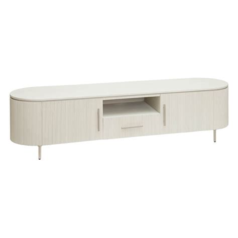 Corbetta Japandi retro tv kast- meubel wit ronde hoeken | Global ...