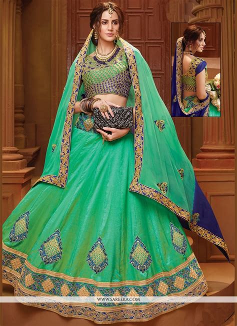 Buy Sea Green Embroidered Work Lehenga Choli Online