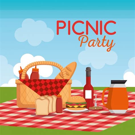 Scène De Fête De Pique Nique Vecteur Gratuite