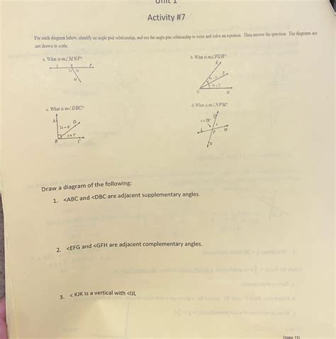 [solved] Activity 7 For Each Diagram Below Identify An Angle Pair Course Hero