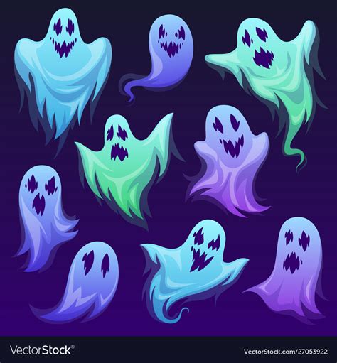 Ghost Character Halloween Scary Ghostly Monster Vector Image