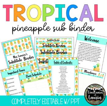 Editable Substitute Binder Forms Pineapple Theme By Live Learn With