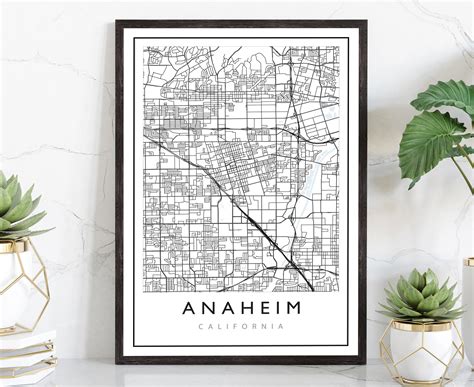 Anaheim Map, Anaheim City Road Map Poster, Anaheim California City