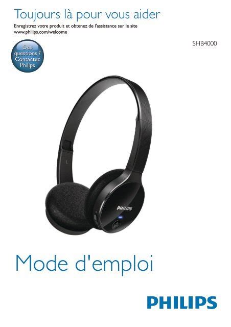 Philips Casque Arceau Philips SHB4000 00 Blanc Notice