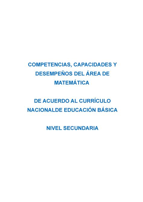 Competencias Capacidades Desempe Os Y Est Ndares Matematica