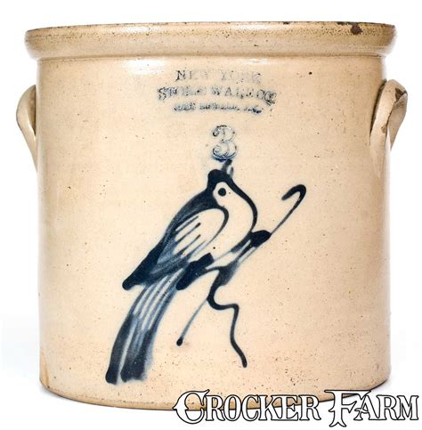 3 Gal New York Stoneware Co Fort Edward Ny Stoneware Bird Crock