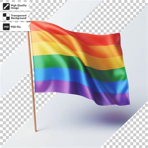 Premium Psd A Rainbow Flag Is On A White Background With A Picture Of