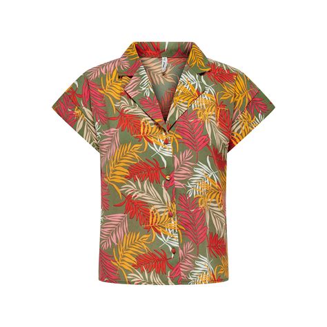 Блузка с принтом и короткими рукавами рисунок/зеленый фон Only купить в ...