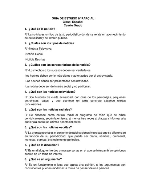 4to Guia De Estudio Iv Parcial Español Pdf Guia De Estudio Iv Parcial