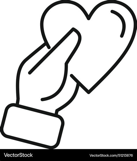 Hand Give Heart Icon Outline Help Love Royalty Free Vector