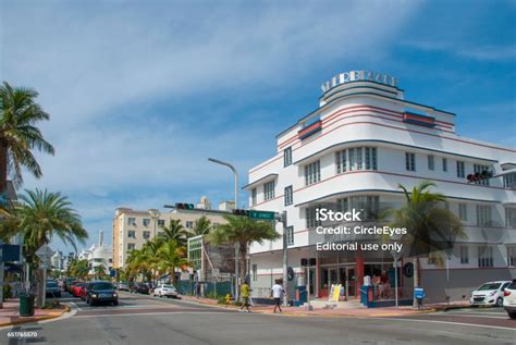miami south beach art deco district stock photo  image
