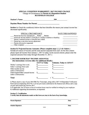 Fillable Online 2017 18 Special Condition Form Parent Pdf Bluefield