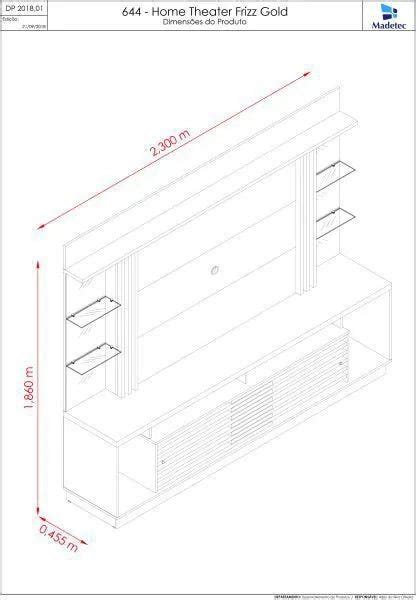 Estante Home Theater Frizz Gold Para Tv At Pol Madetec Fendi