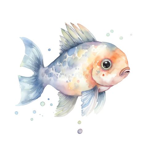 Poisson Marin Aquarelle Illustration Animaux Marins Clipart Image Stock