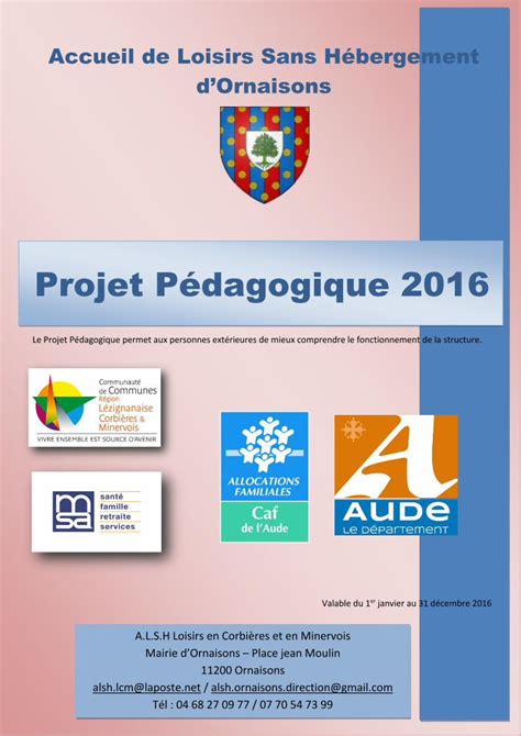 Pdf Projet P Dagogique Projet P Dagogique Accueil De