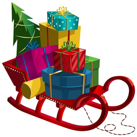 Christmas Sleigh with Gifts PNG Clip-Art