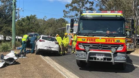 Greenwattle St Closed Man Trapped As Car Smashes Into Power Pole The Courier Mail