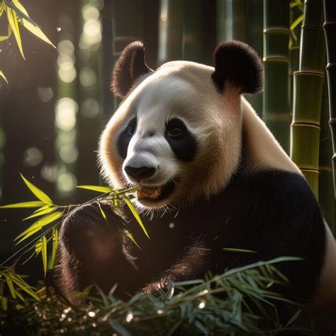 Panda Bamboo China Endangered Conservation Habitat Food | Premium AI ...