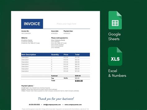 Plantilla Factura Google Sheets y Excel Minimalista y Moderna Etsy México