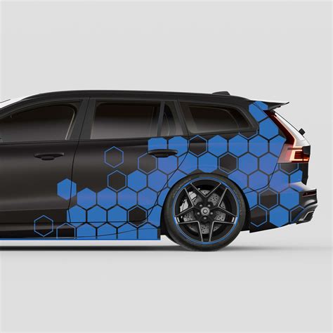 Car Honeycomb Sticker Set Azure Blue Hexagon Honeycomb Foil Decor Kx078 08 Etsy