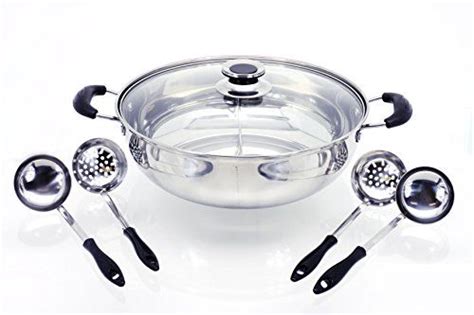 Hot Pot Chinese Japanese Shabu Shabu Cooking Stainless Steel Dual Sided Pot Set With TWO FREE