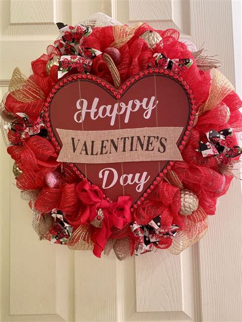 Bling Valentines Day Deco Mesh Wreath Deco Mesh Wreaths Happy