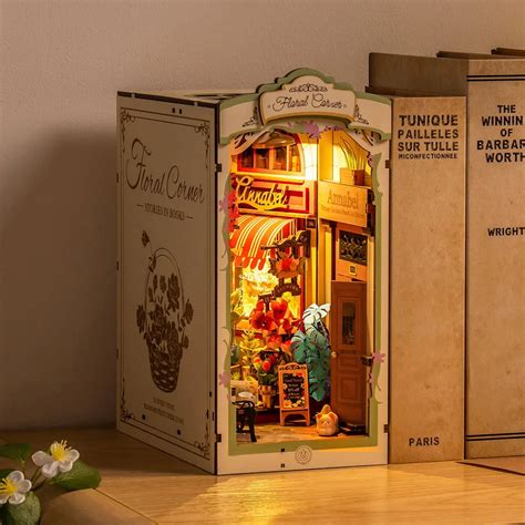 ready stock robotime rolife tgb floral corner diy book nook shelf