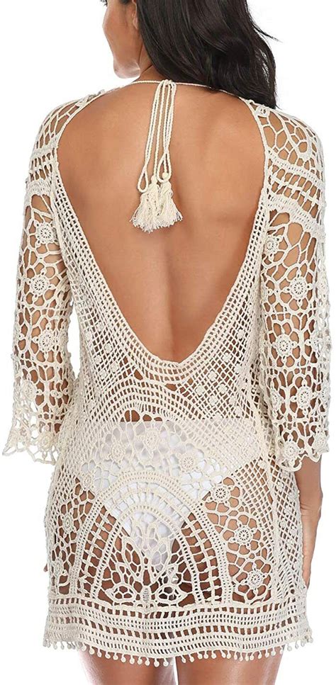 Womens Bathing Suit Cover Up Crochet Lace Bikini Swimsuit Dress One Size Ebay