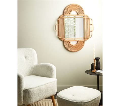 Miroir Mural En Rotin Clair 70 X 90 Cm Alcorn Miroir BUT