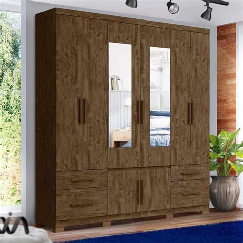 Guarda Roupa De Casal Castanho Wood Porto Plus Moval 2 01M Guarda