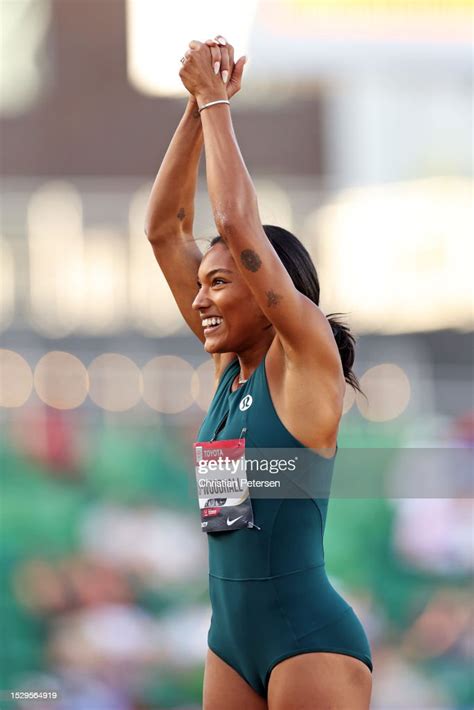 Tara Davis Woodhall Celebrates Winning The Womens Long Jump During