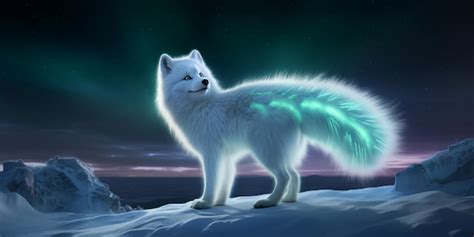 Premium AI Image | arctic fox with glowing emerald tail