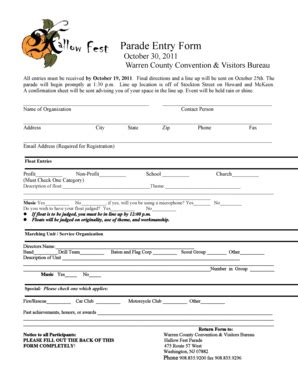 Fillable Online Parade Entry Form The City Of Easton Fax Email Print