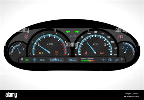 Car Dashboard Auto Speedometer Panel Isolated On White Background