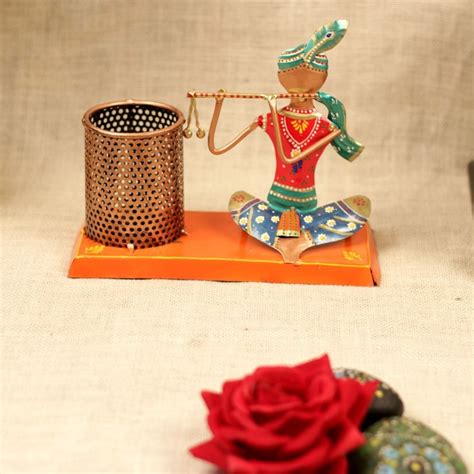 Iron Painted Sitting Krishna Pen Stand At Rs 644 Piece Iron Pen Stand