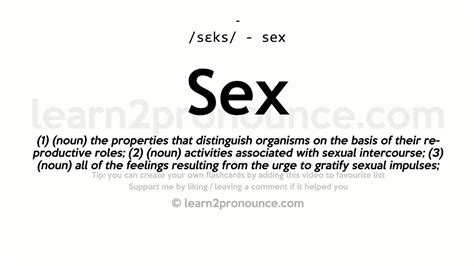 Sex Pronunciation And Definition Youtube