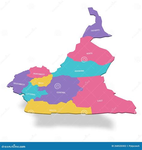 Cameroon Political Map of Administrative Divisions Stock Vector - Illustration of country ...