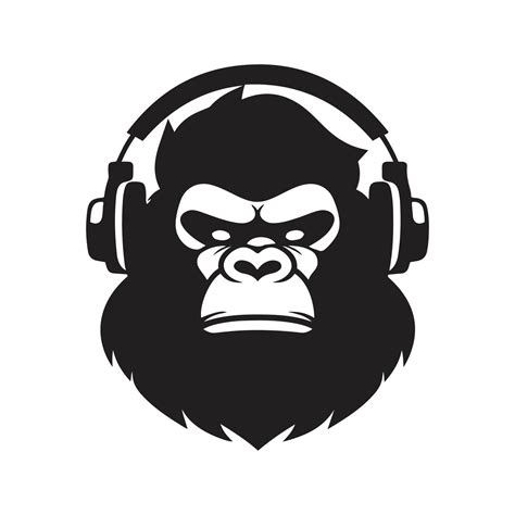Gorilla Headphones Mascot Logo Hand Drawn Illustration Suitable For