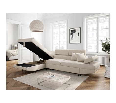 Canap D Angle Convertible Rio Scandinave Avec Coffre En Tissu Angle