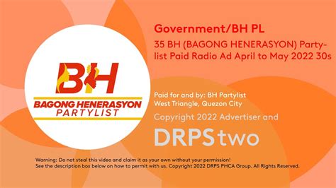 BH BAGONG HENERASYON Partylist Paid Radio Ad April To May 2022 30s